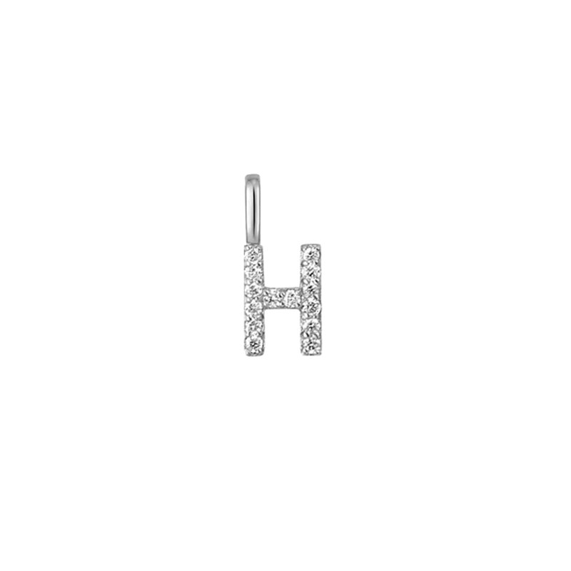 Minimalist Letter H Pavé Lab Grown Diamond Pendant in White Gold