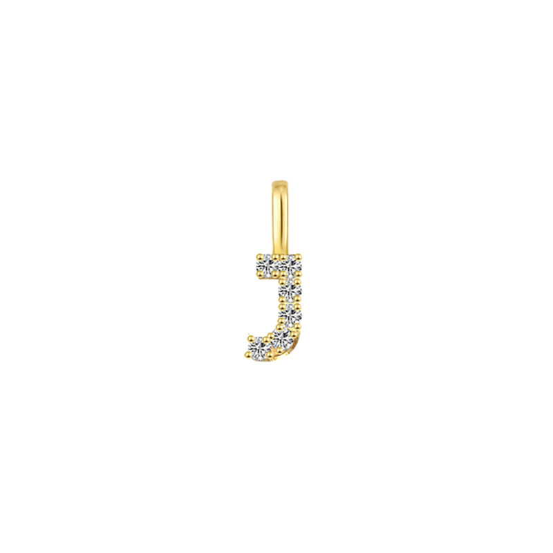 Minimalist Letter J Pavé Lab Grown Diamond Pendant in Yellow Gold