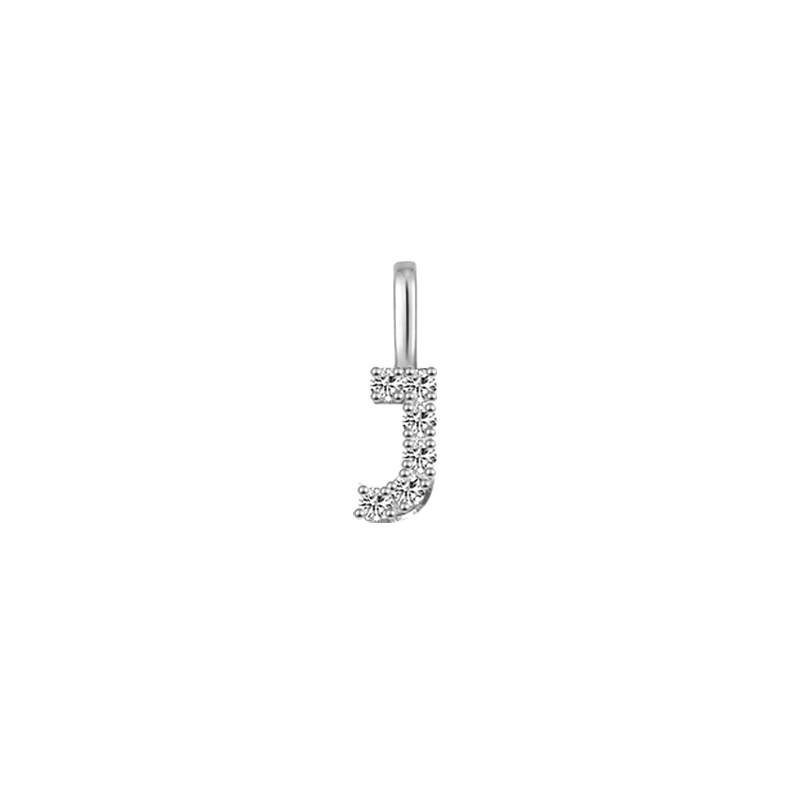 Minimalist Letter J Pavé Lab Grown Diamond Pendant in White Gold