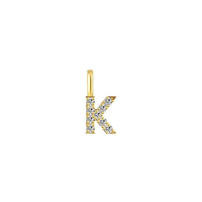 Minimalist Letter K Pavé Lab Grown Diamond Pendant in Yellow Gold