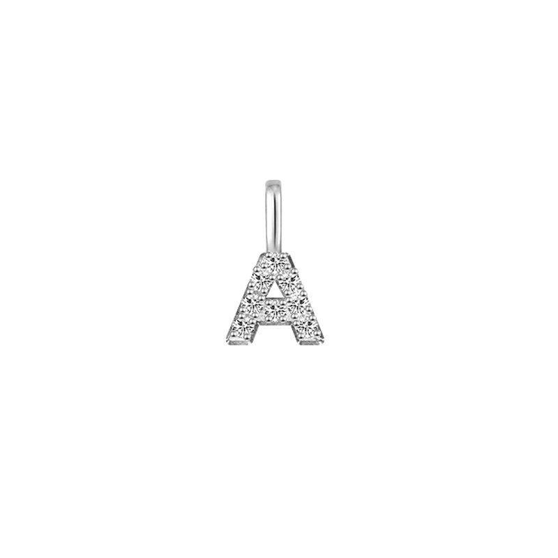 Minimalist Letter A Pavé Lab Grown Diamond Pendant in White Gold