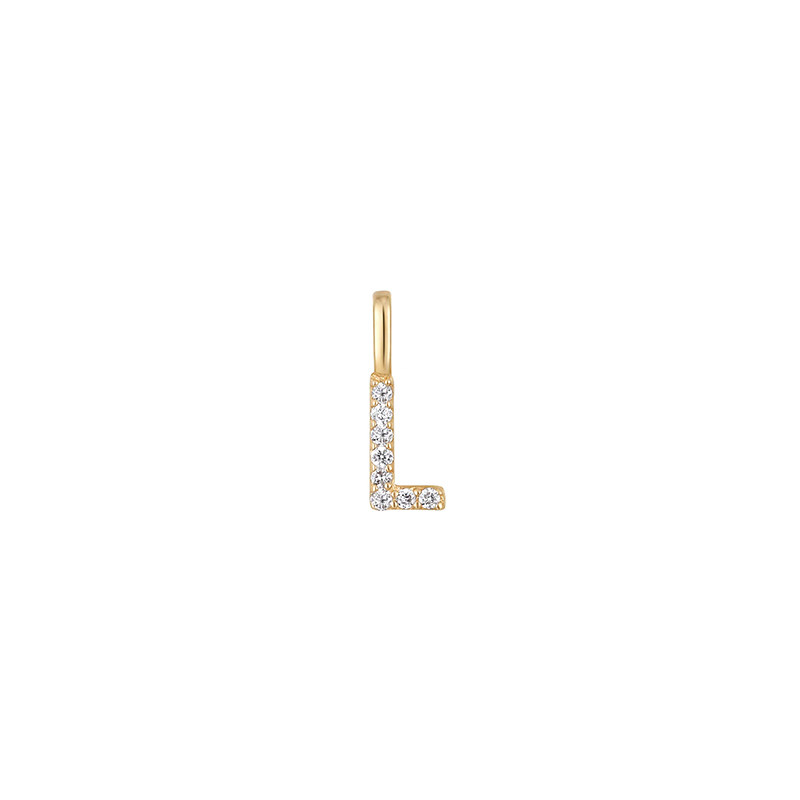 Minimalist Letter L Pavé Lab Grown Diamond Pendant in Yellow Gold