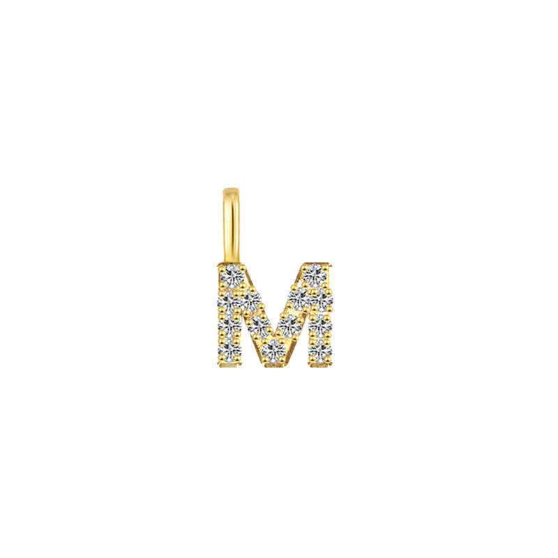 Minimalist Letter M Pavé Lab Grown Diamond Pendant in Yellow Gold
