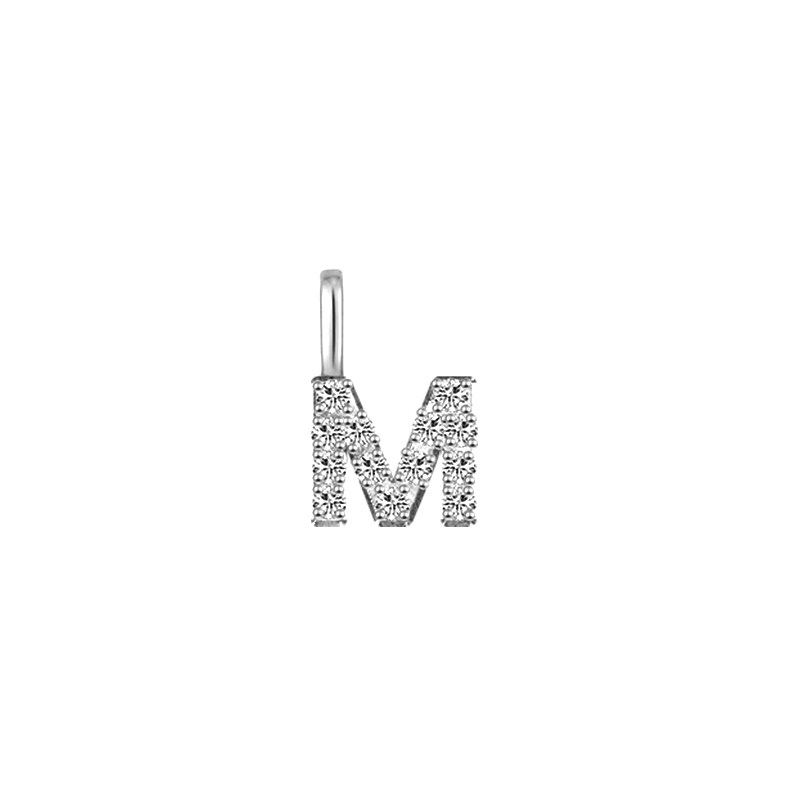 Minimalist Letter M Pavé Lab Grown Diamond Pendant in White Gold
