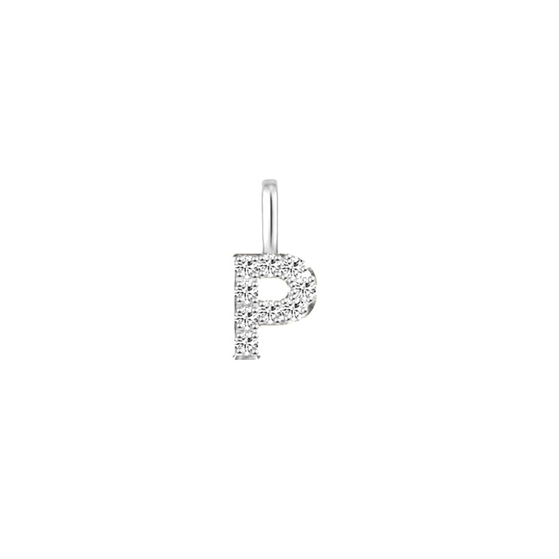 Minimalist Letter P Pavé Lab Grown Diamond Pendant in White Gold