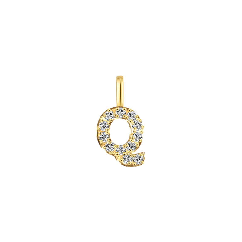 Minimalist Letter Q Pavé Lab Grown Diamond Pendant in Yellow Gold