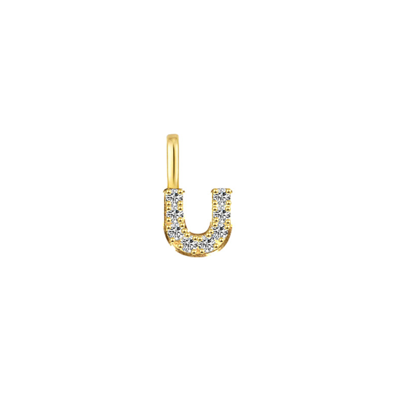 Minimalist Letter U Pavé Lab Grown Diamond Pendant in Yellow Gold