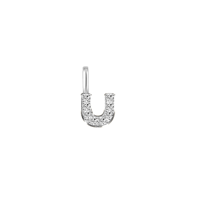 Minimalist Letter U Pavé Lab Grown Diamond Pendant in White Gold