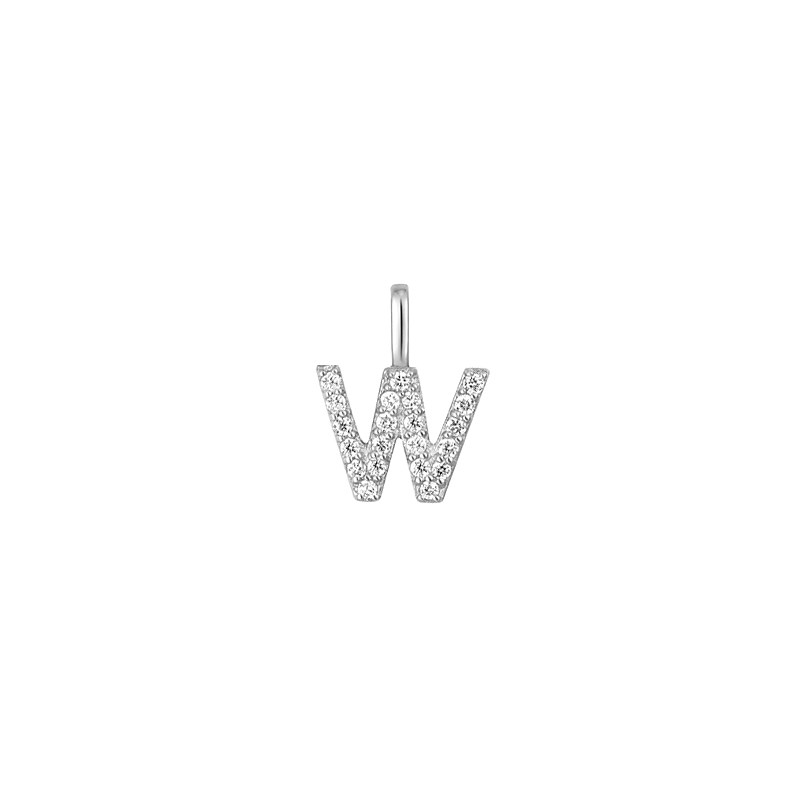 Minimalist Letter W Pavé Lab Grown Diamond Pendant in White Gold