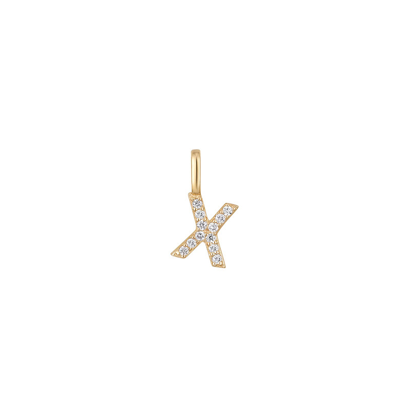 Minimalist Letter X Pavé Lab Grown Diamond Pendant in Yellow Gold
