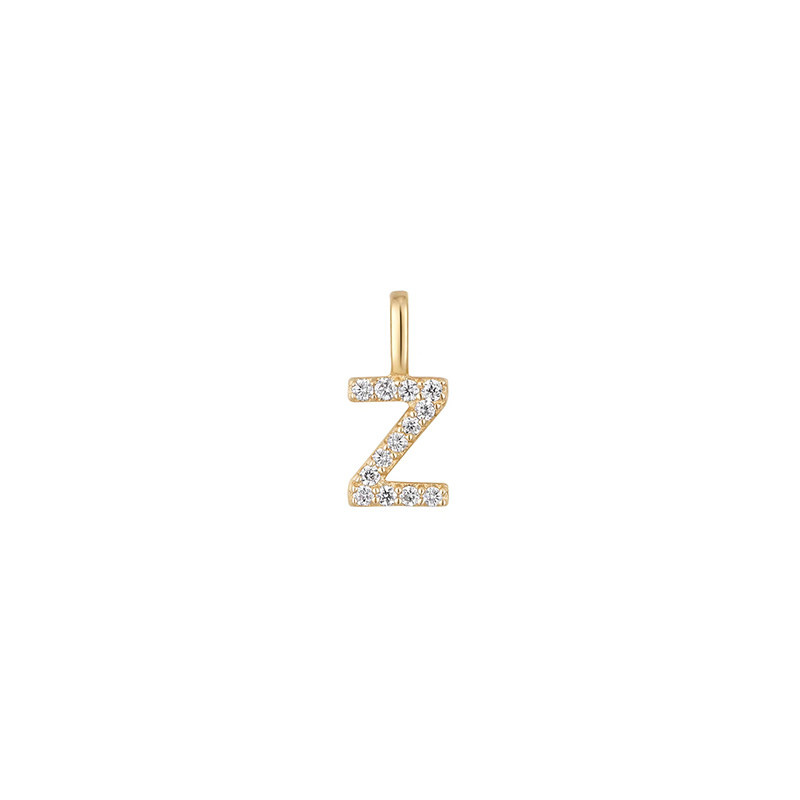 Minimalist Letter Z Pavé Lab Grown Diamond Pendant in Yellow Gold