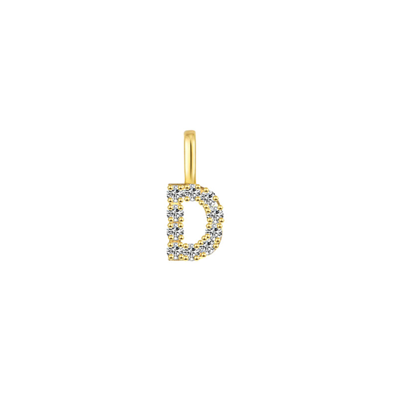 Minimalist Letter D Pavé Lab Grown Diamond Pendant in Yellow Gold