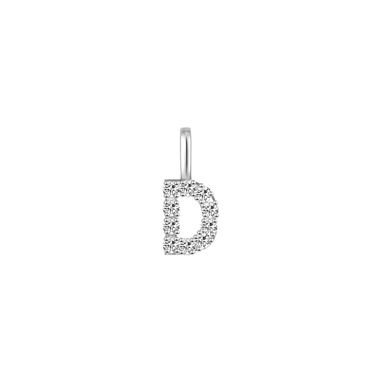 Minimalist Letter D Pavé Lab Grown Diamond Pendant in White Gold