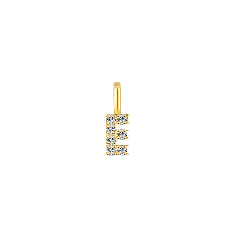 Minimalist Letter E Pavé Lab Grown Diamond Pendant in Yellow Gold