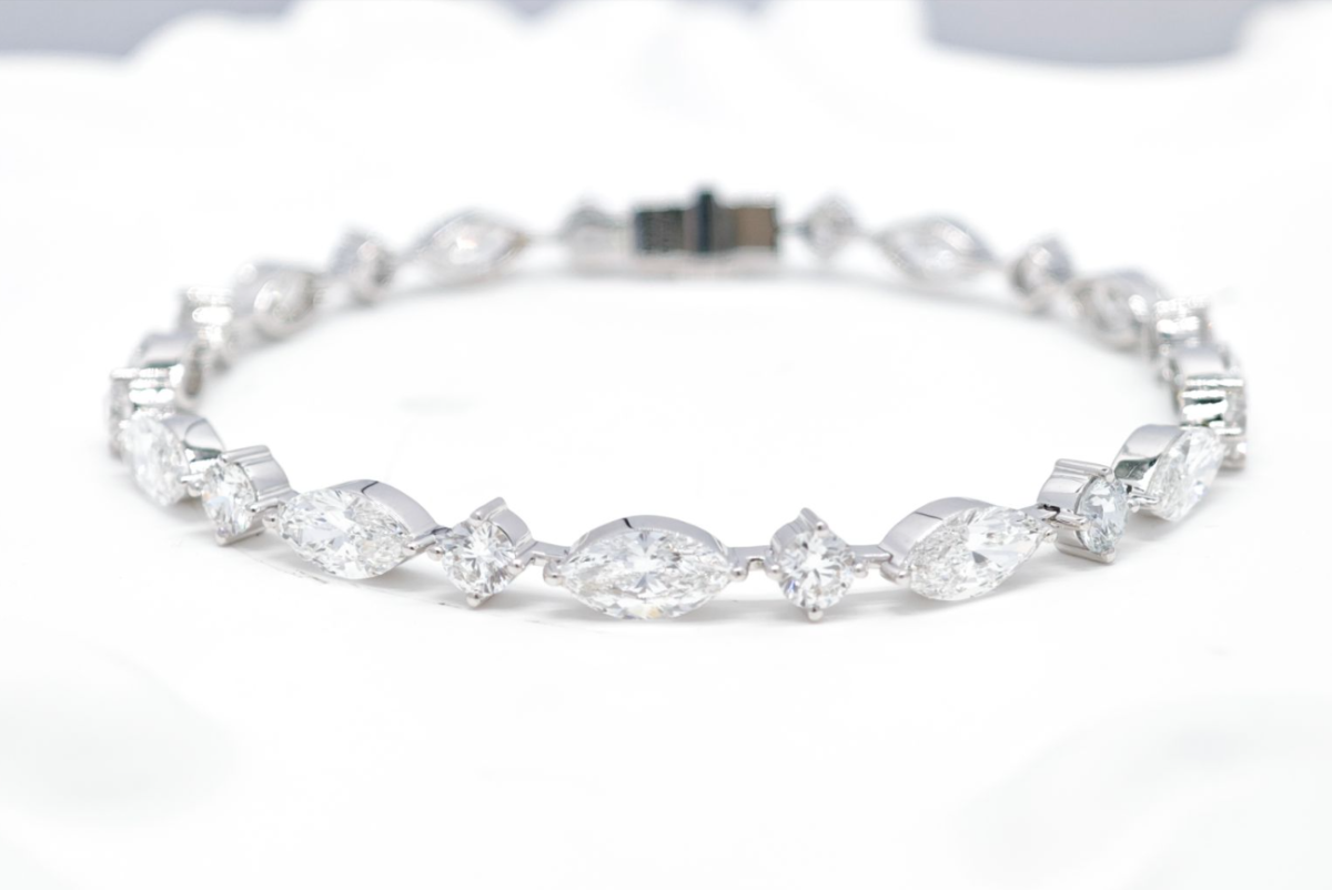 Alternating Marquise Round Lab Grown Diamond Art Deco Inspired Tennis Bracelet