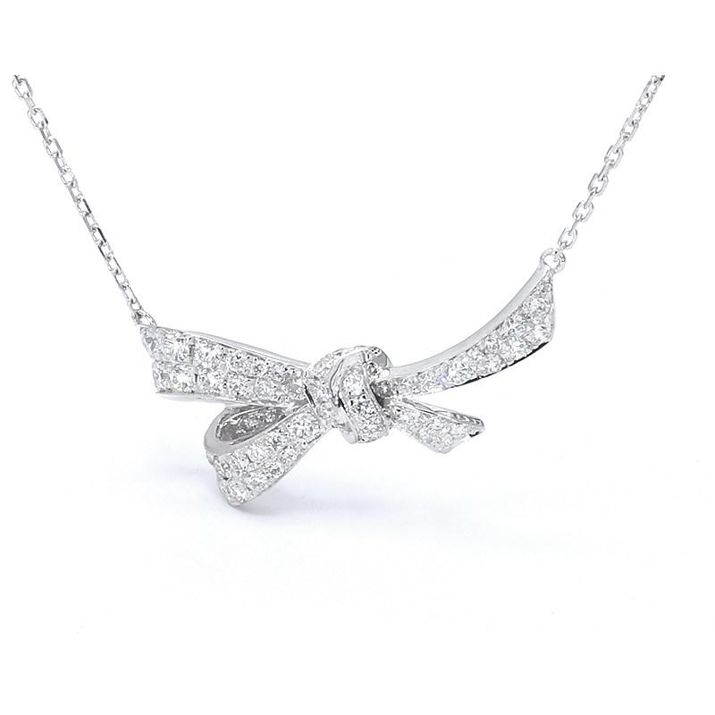 Bow Knot Motif Full Pave Inside & Outside Ethical Lab Diamond Necklace