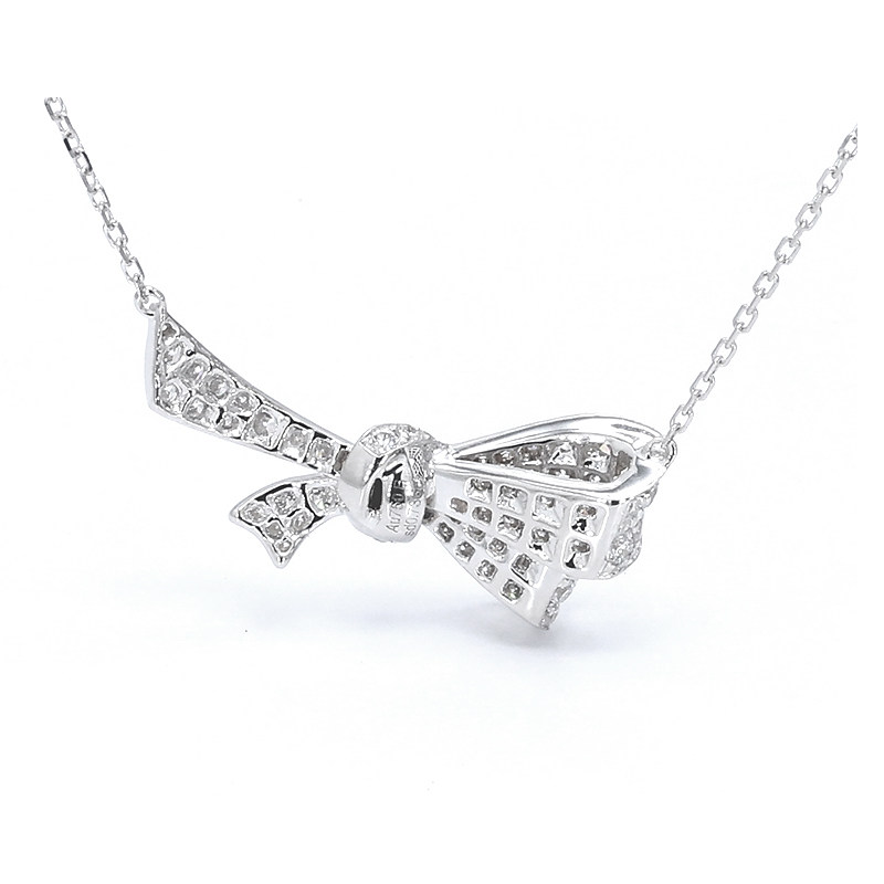 Bow Knot Motif Full Pave Inside & Outside Ethical Lab Diamond Necklace with open bottom setting