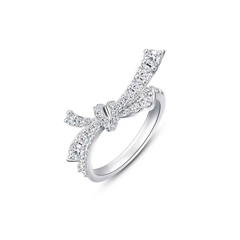 Bow-shaped lab-grown diamond ring