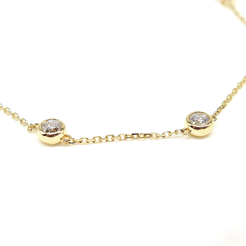 6 Alternating Bubble Bezel Set Lab Created Diamond Bracelet detail view of bezel set