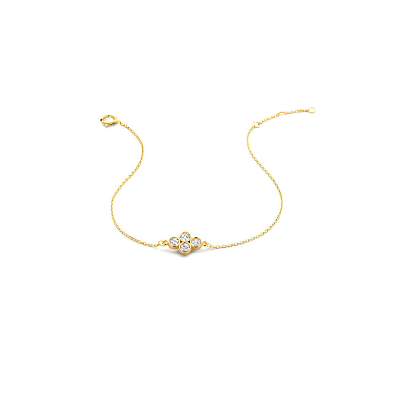 Four Connected Bubble Bezel Round Lab Created Diamond Bracelet in Yellow Gold