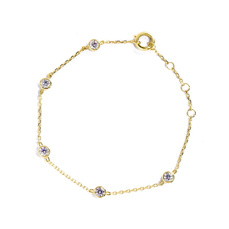 5 Dispersed Bubble Bezel Lab Diamond Bracelet With 3 Adjustable Chains