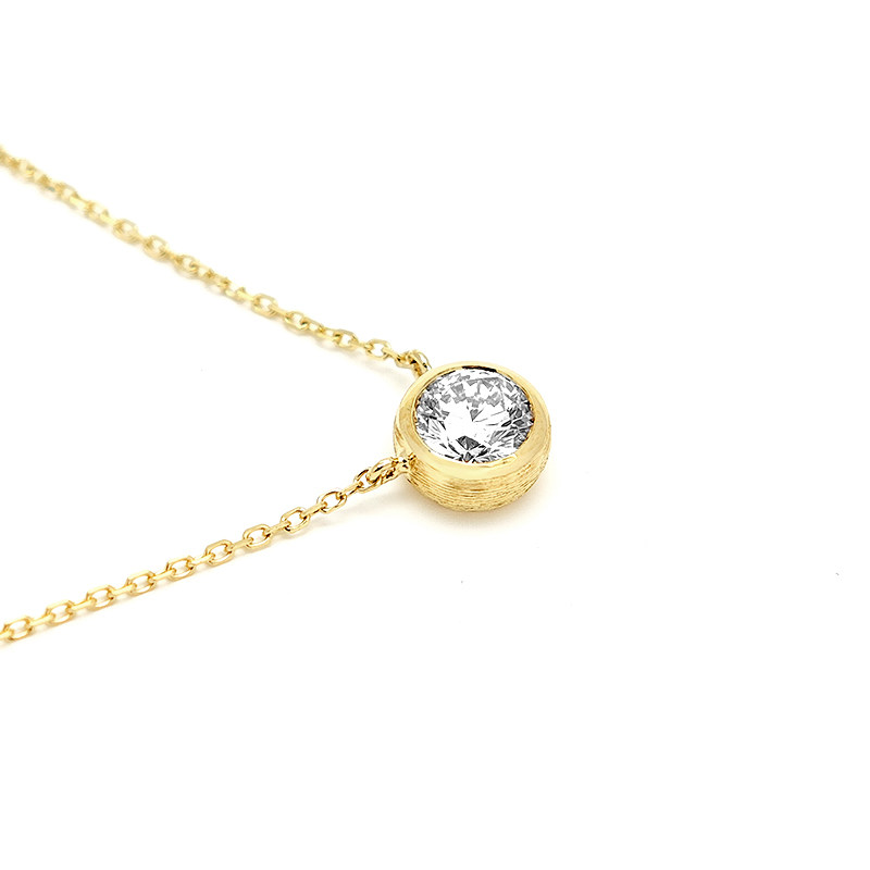 Solitaire Round Cut Bezel Diamond Pendant