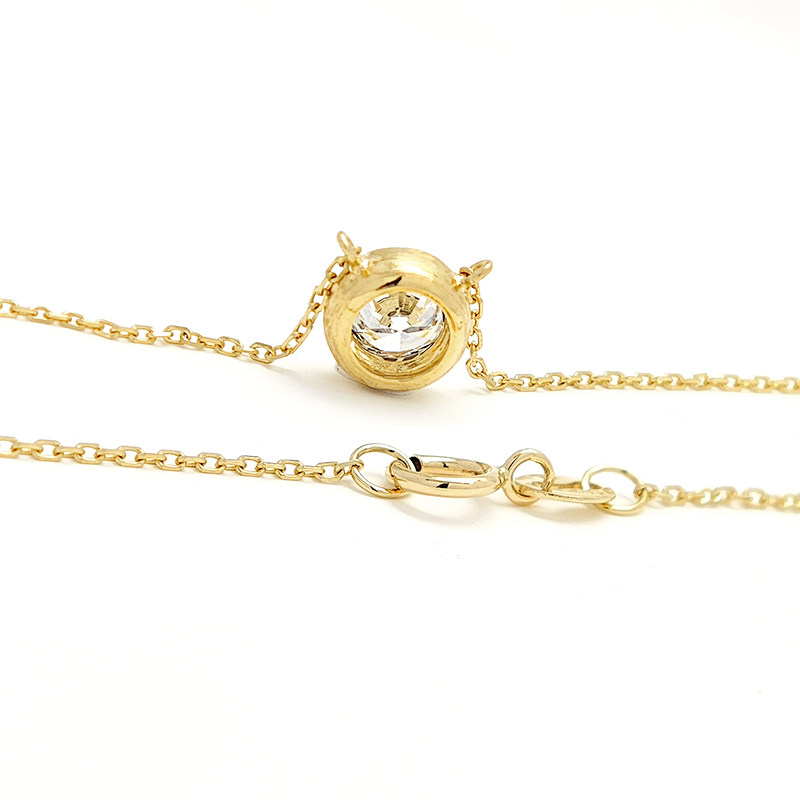 Solitaire Round Cut Bezel Diamond Pendant open bottom