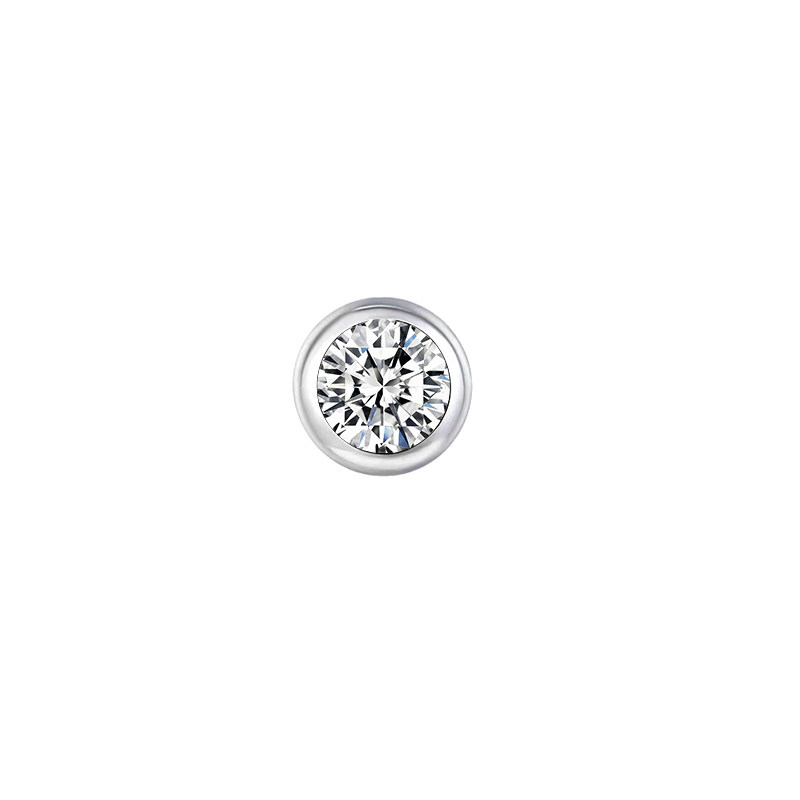 white gold Bubble Bezel Set Solitaire Brilliant Round Cut Lab Diamond Pendant blank background