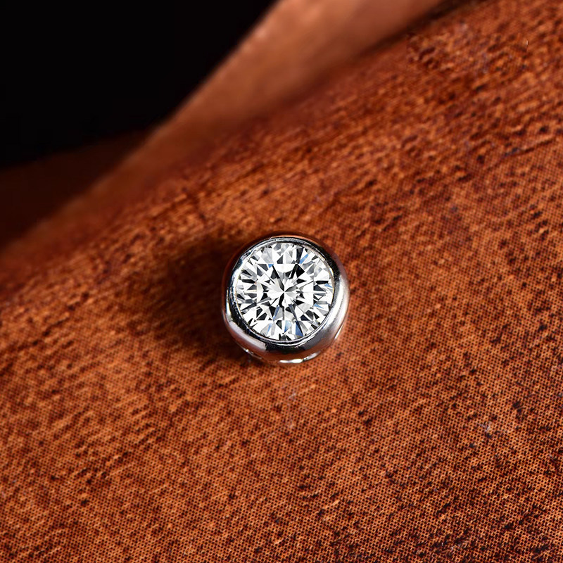 Bubble Bezel Set Solitaire Brilliant Round Cut Lab Diamond Pendant close up