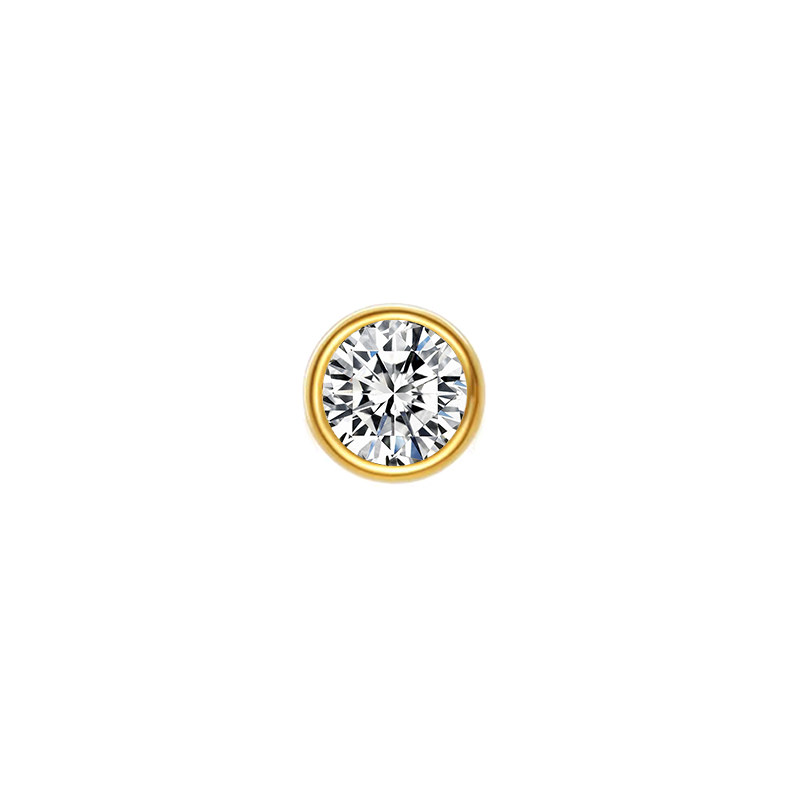 yellow gold Bubble Bezel Set Solitaire Brilliant Round Cut Lab Diamond Pendant blank background