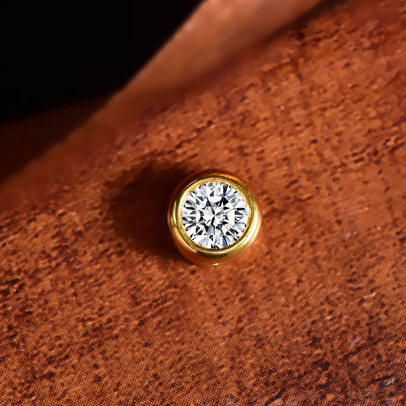 yellow gold Bubble Bezel Set Solitaire Brilliant Round Cut Lab Diamond Pendant