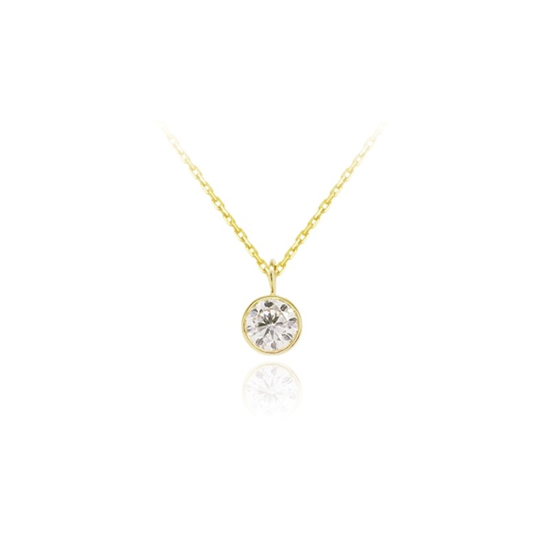 Bubble Bezel Set Round Solitaire Lab Created Diamond Necklace