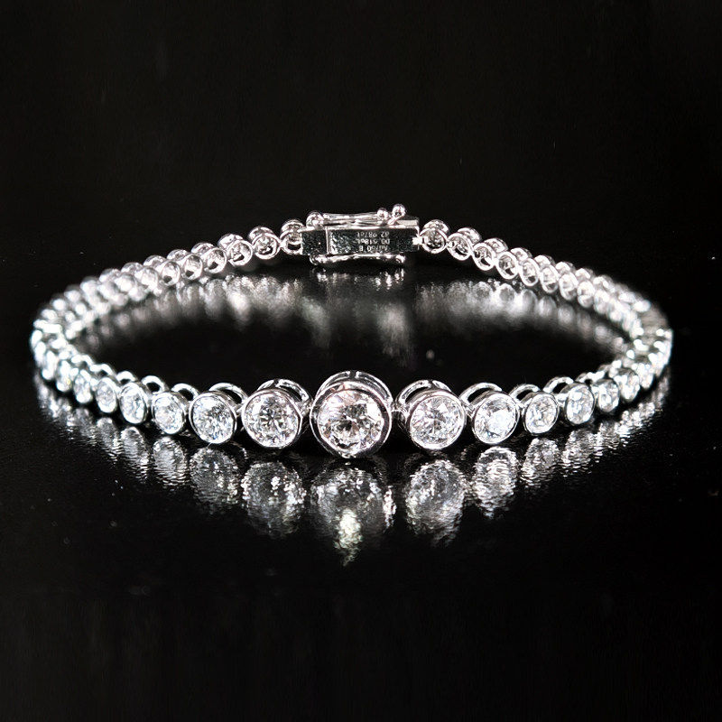 Continuous Bubble Bezel Set Dual Layer Open Gallery Diamond Tennis Bracelet