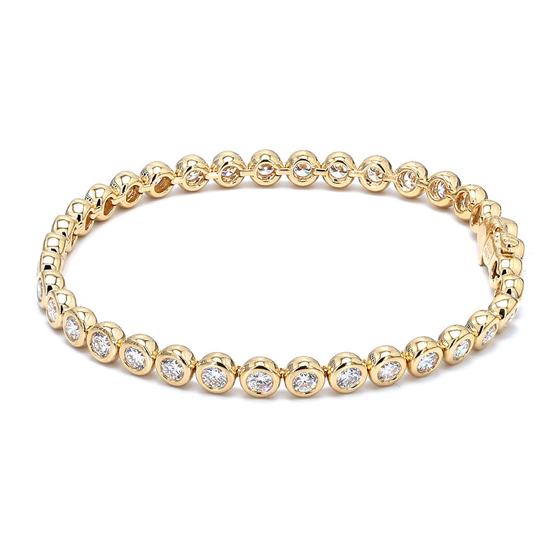 Continuous Bubble Bezel Open Bottom Setting Cultivated Diamond Tennis Bracelet