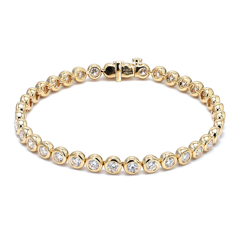 Continuous Bubble Bezel Open Bottom Setting Cultivated Diamond Tennis Bracelet details