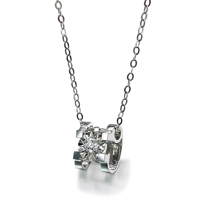 Solitaire 4 Prong Bull Head Setting Open Gallery Diamond Ring in White Gold details