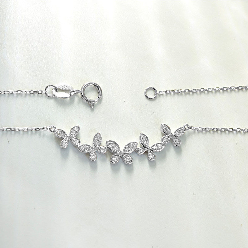 Butterfly-Inspired Diamond Necklace with spring ring clasp