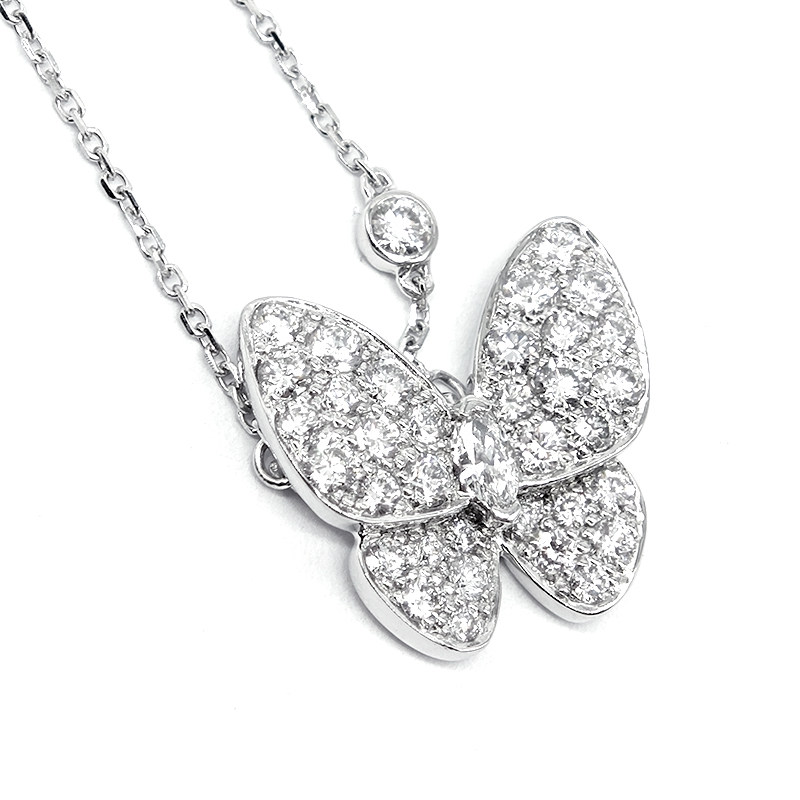 Staggered Butterfly Motif Full Pave Bezel Lab Diamond Pendant details
