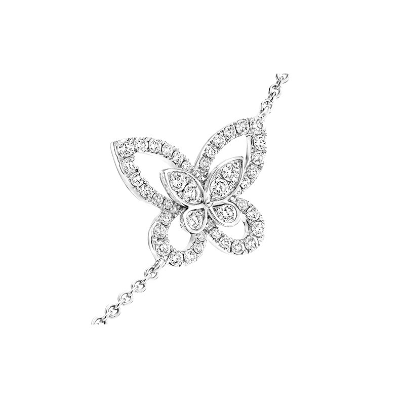 3 Alternating Butterfly Motif Pave Lab Cultured Diamond Bracelet details