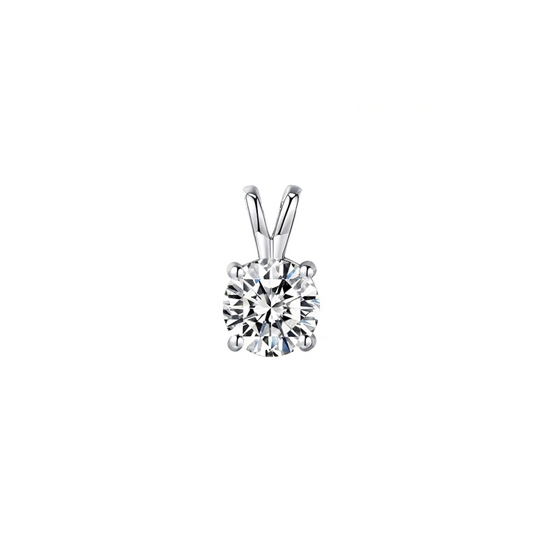 Classic Four-Prong Round Synthetic Diamond Solitaire Bail Pendant Charm