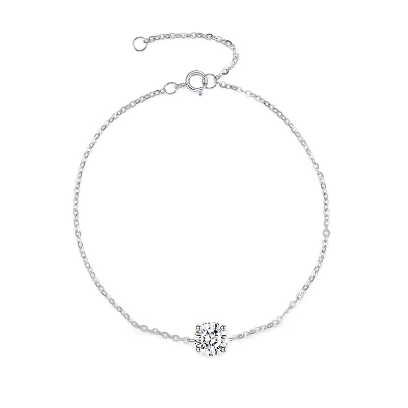 Classic 4 Prong Round Cut Lab Created Diamond Bracelet in White Gold