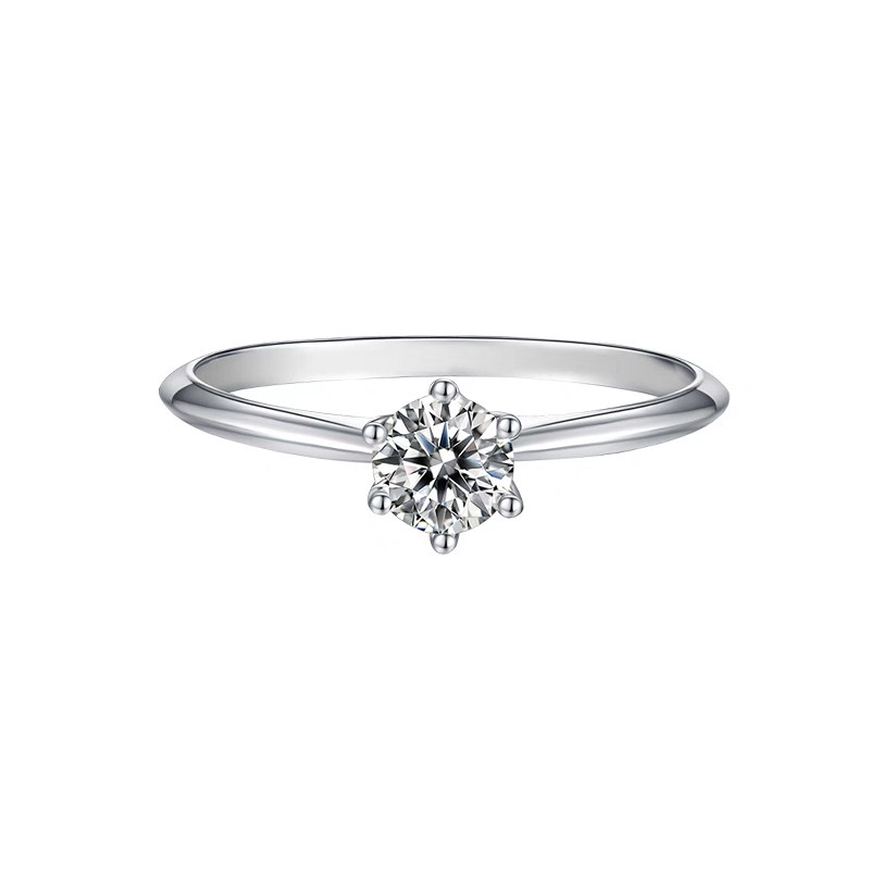 Classic Minimalist Solitaire Round Cut Diamond Ring With Inner double bezel raised edge Shank