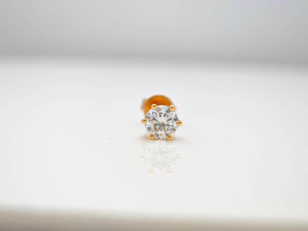 Classic Six-Prong Round Man Made Diamond Mini Solitaire Stud Earring