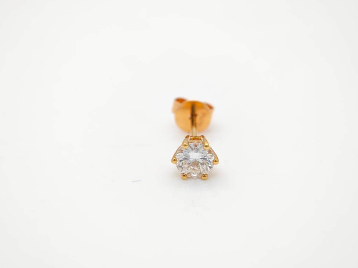 Classic Six-Prong Round Man Made Diamond Mini Solitaire Stud Earring close up