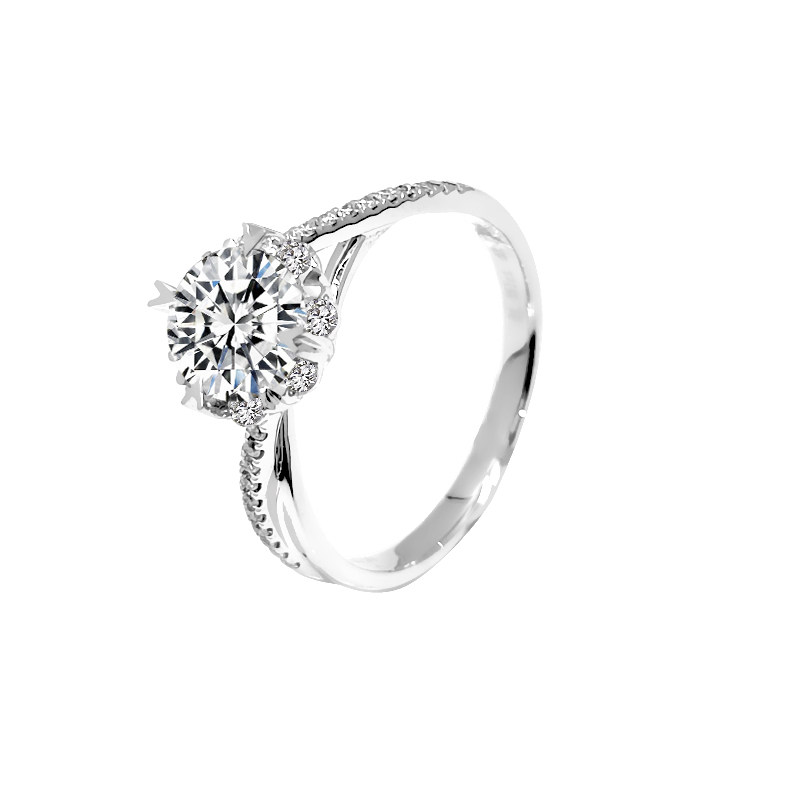 4 Heart Shaped Prong Halo Lab Diamond Ring With Crossover Half Pave Shank