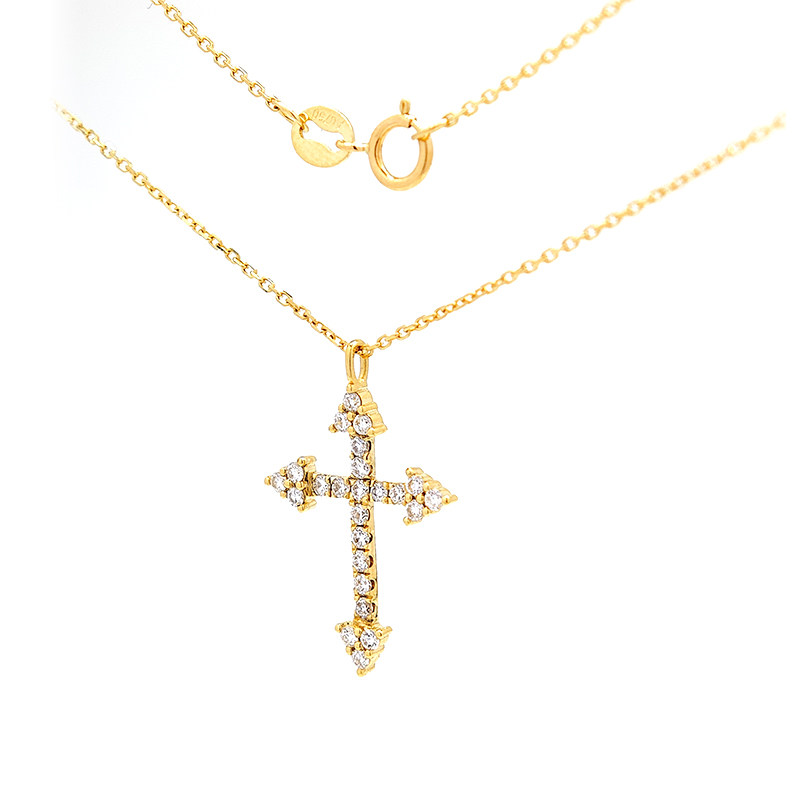 Art Deco 4 Pointed Cross Motif Pave Lab Diamond pendant & spring ring clasp