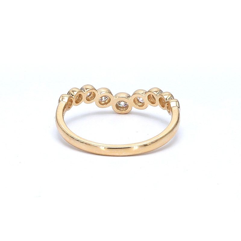 Curved Chevron Bezel Yellow Gold Manufactured Diamond Stackable Contour Band back view