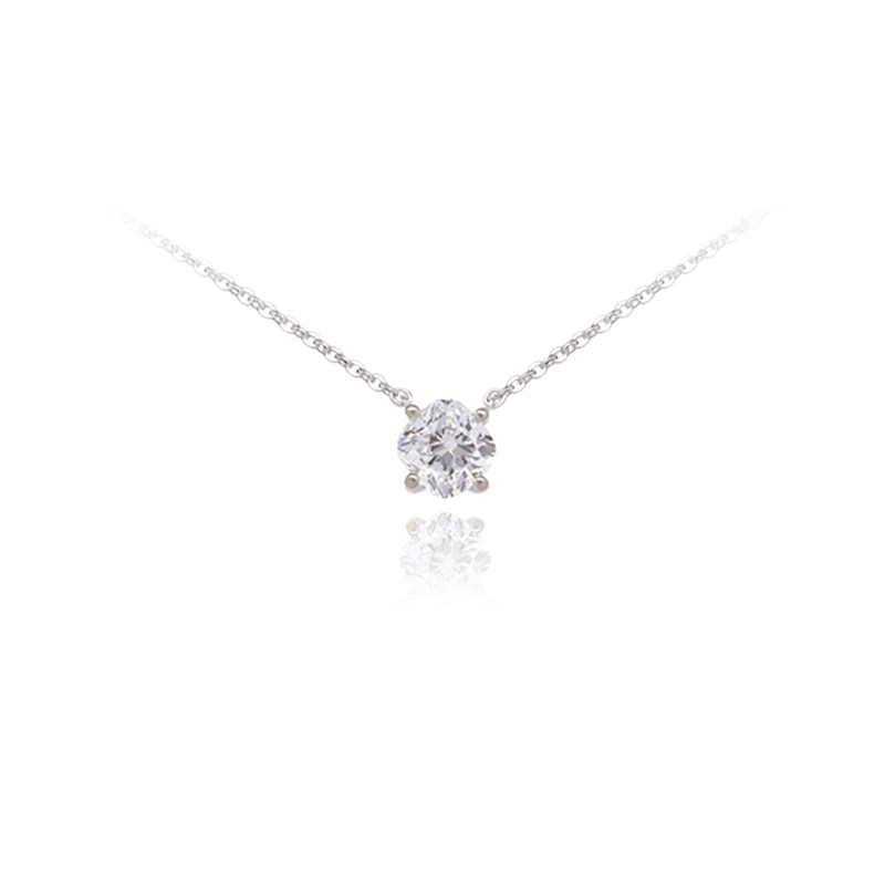 Minimalist 4 Prong Cushion Cut Solitaire Cultivated Diamond Necklace