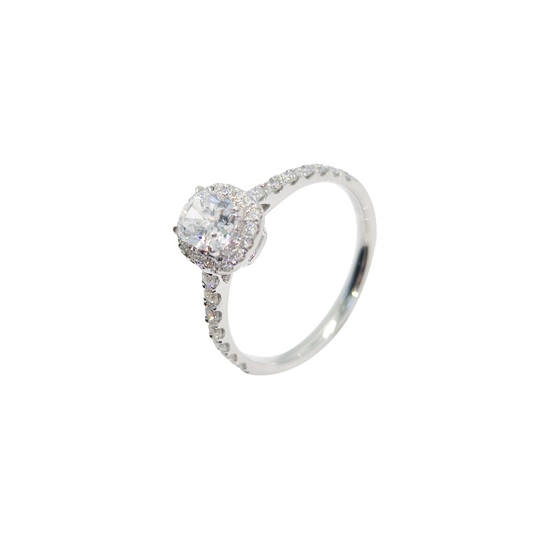 Cushion Cut Main Stone Halo & Hidden Halo Lab Diamond Ring With Full Pave Band top view