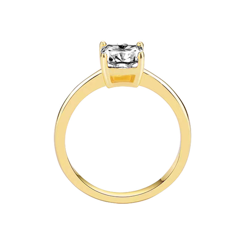 Cushion Cut 4 Prong Solitaire Low Profile Lab Cultured Diamond Ring side view
